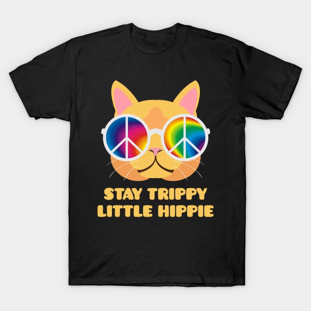 Stay Trippy Little Hippie Cat T-Shirt by sqwear